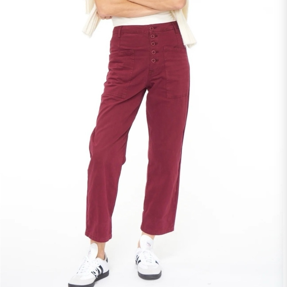 PISTOLA Tammy High Rise Trouser Exposed Buttons Pants in Merlot Size 30